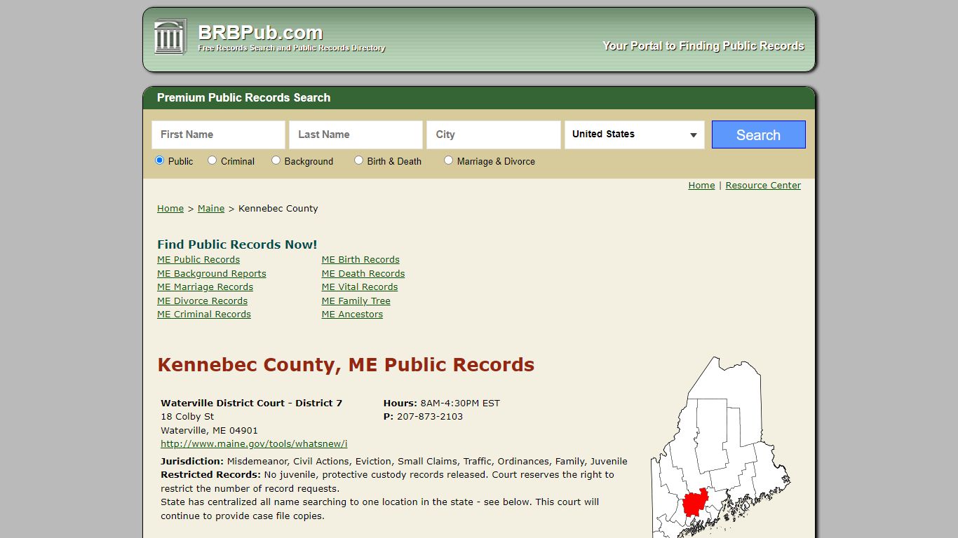 Kennebec County Public Records | Search Maine Government Databases